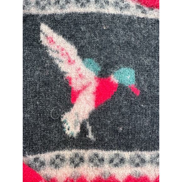 vintage WOOLRICH mallard ducks red sweater sz s wool hunting equestrian knit - Picture 14 of 16